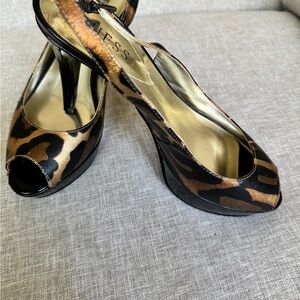 GUESS Cheetah Print Peep Toe Shoes